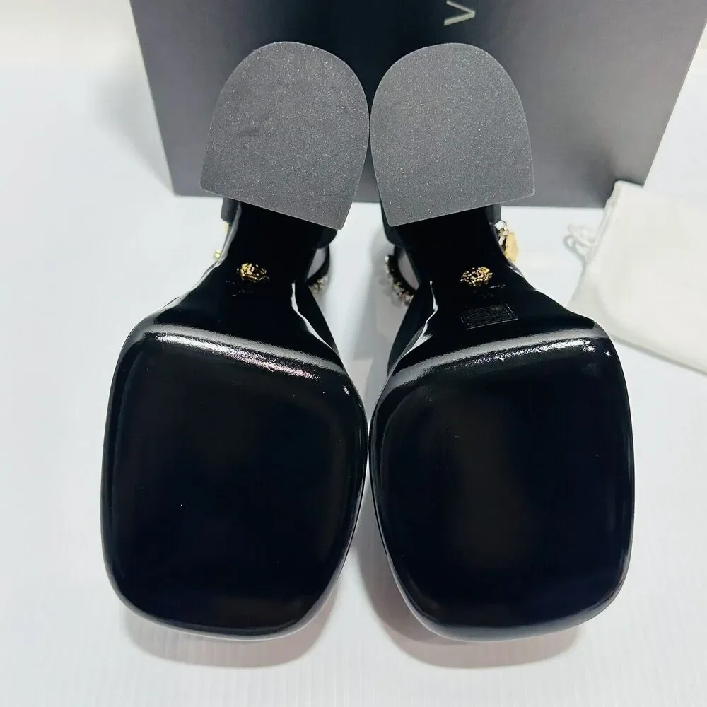 NIB Versace Aevitas Platform Pumps EU 37 US 7 Black Satin Crystal $1,575 - Picture 13 of 14